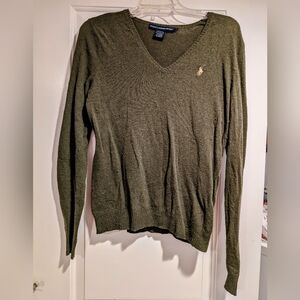 Ralph Lauren V-Neck Sweater Green Lg